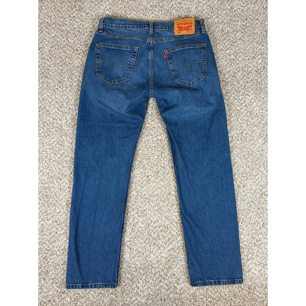 Levis 505 Jeans‎ Mens 34x32 Regular Straight Fit Blue Denim Classic 5 Pocket
